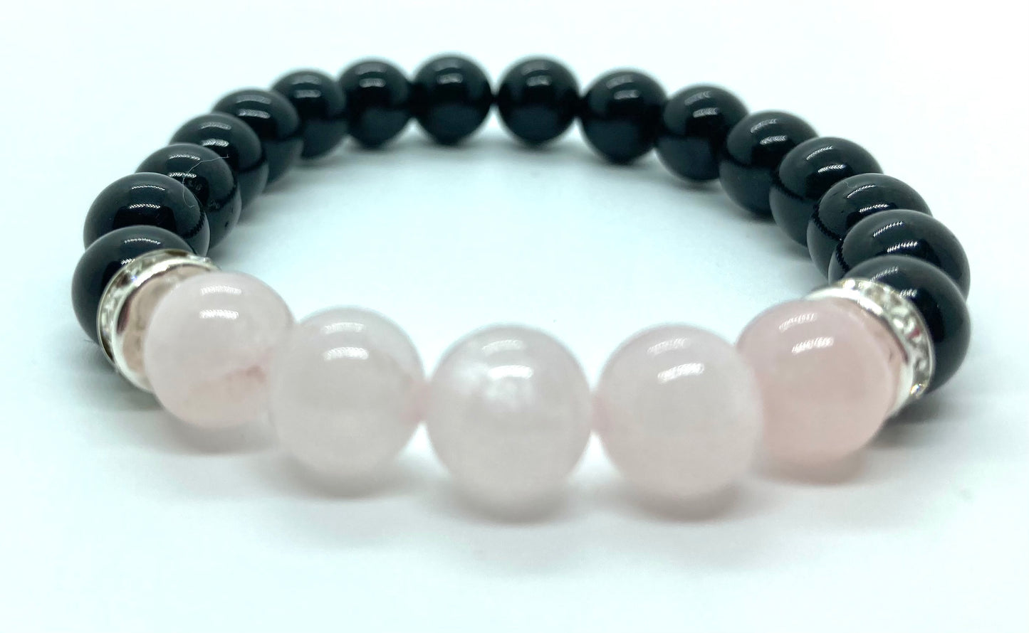 Black Obsidian & rose quartz 8mm