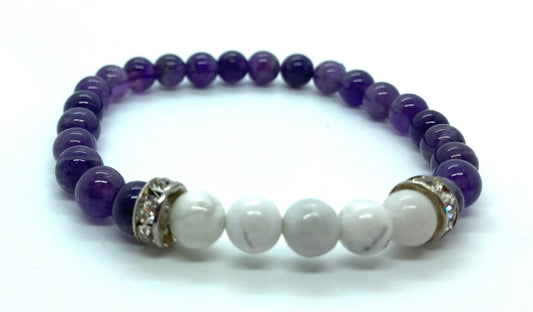Amethyst & White Howlite 6mm bracelet