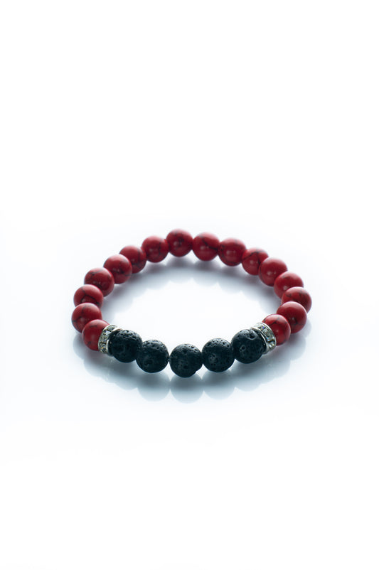 Red howlite and lava stones