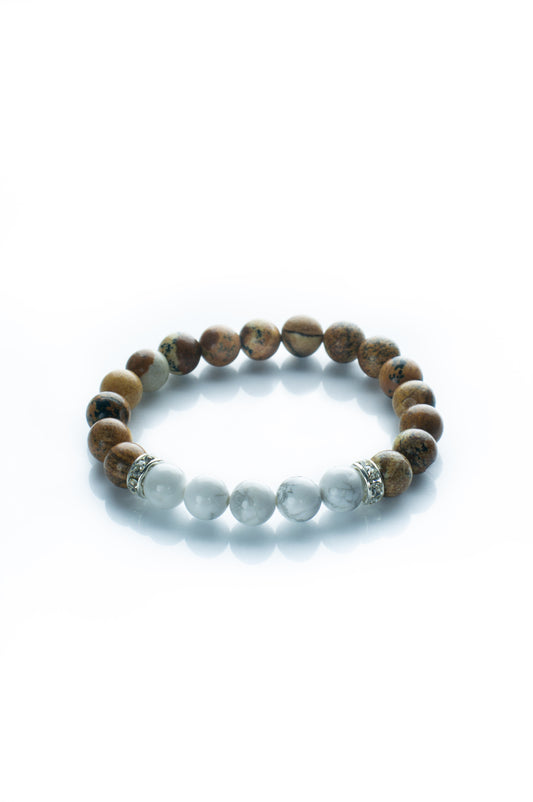 Picture Jasper and White Howlite bead bracelet