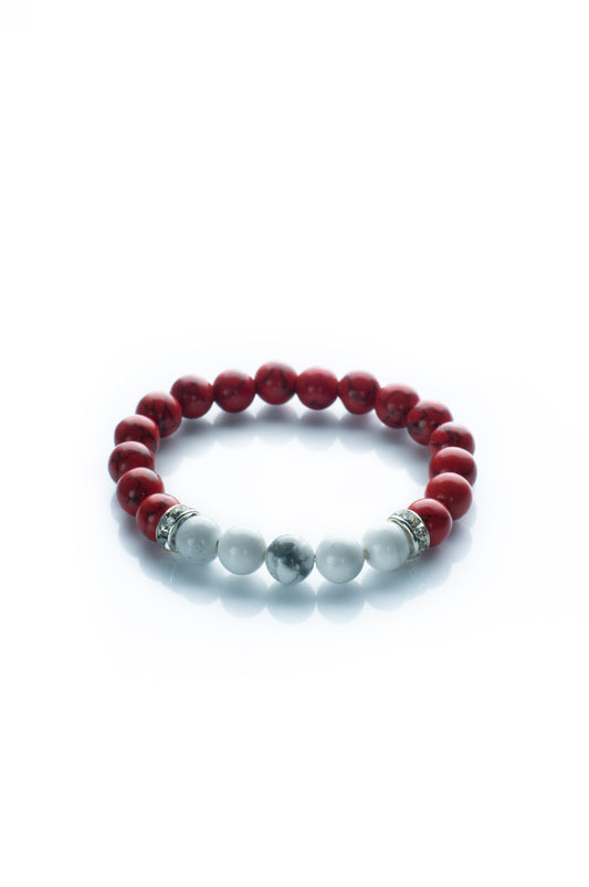 Red and White Howlite bracelet