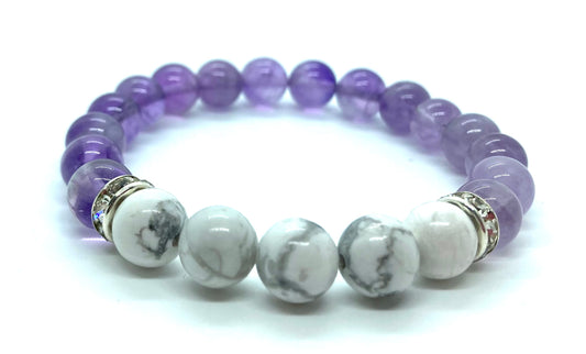 Amethyst & White Howlite 8mm bracelet