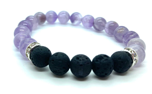 Amethyst & Lava stone 8mm bracelet