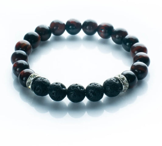 Red Tiger's eye and Lava stone bracelet