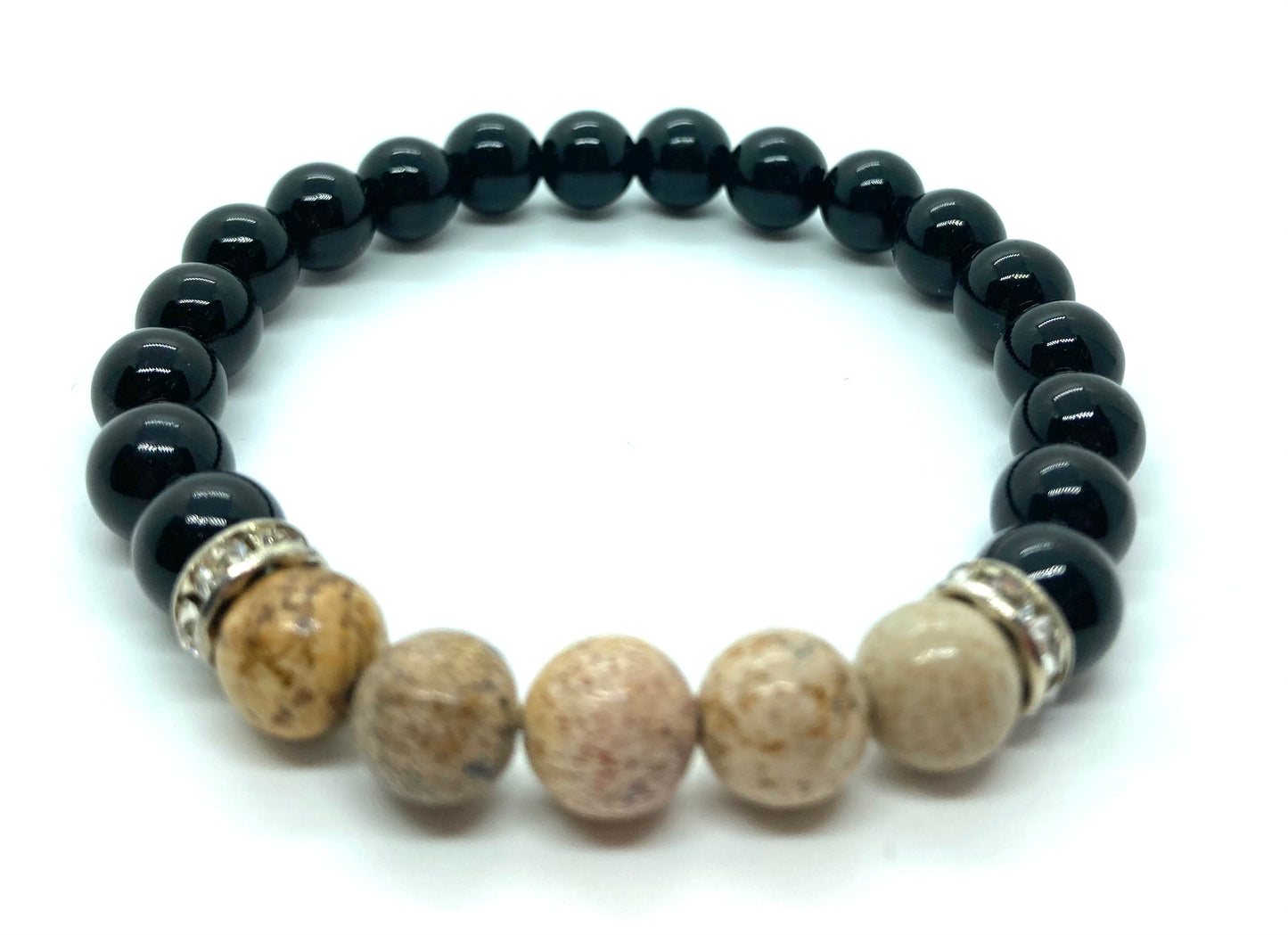 Black Obsidian & Picture Jasper 8mm bracelet (Copy)