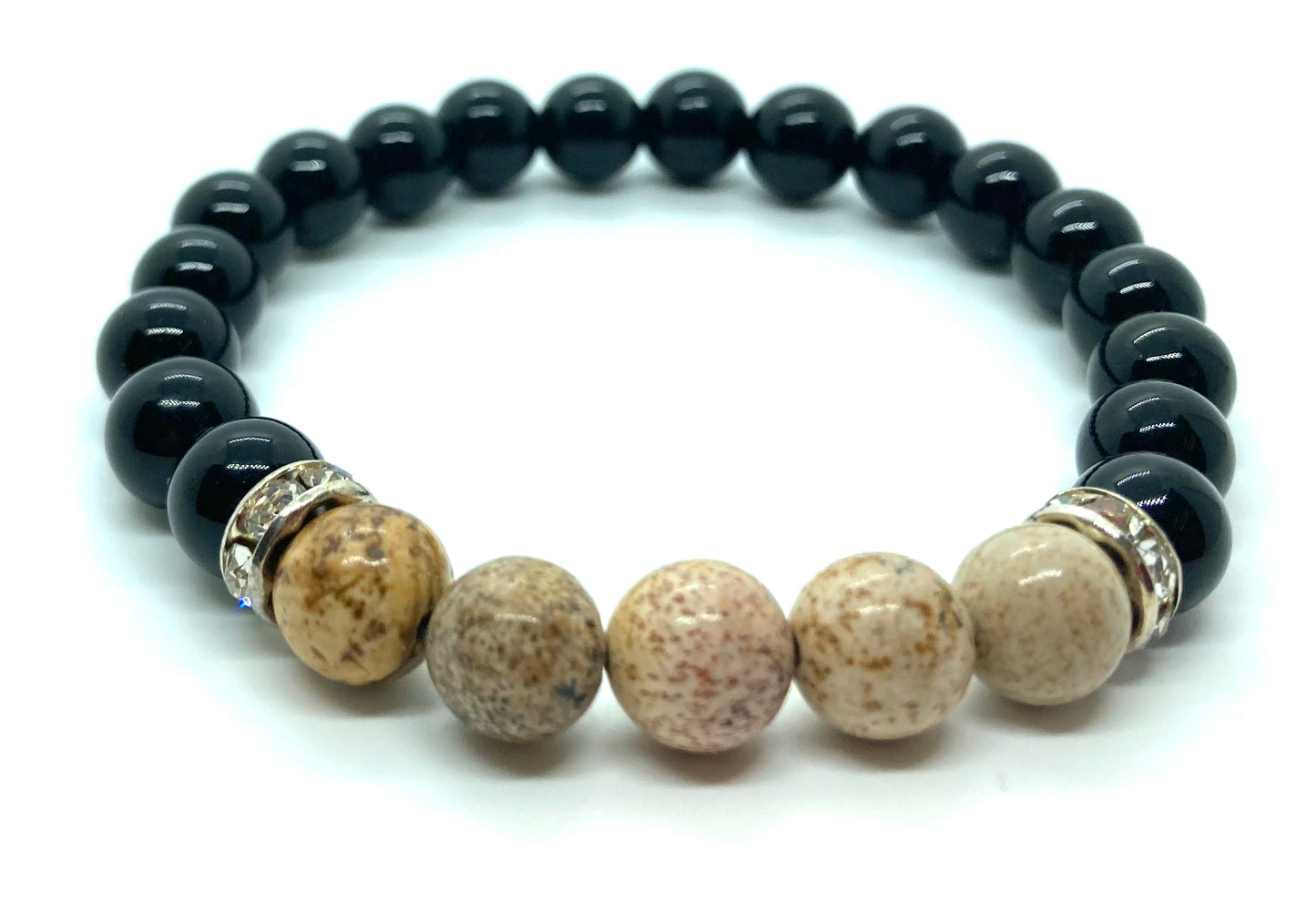 Black Obsidian & Picture Jasper 8mm bracelet (Copy)