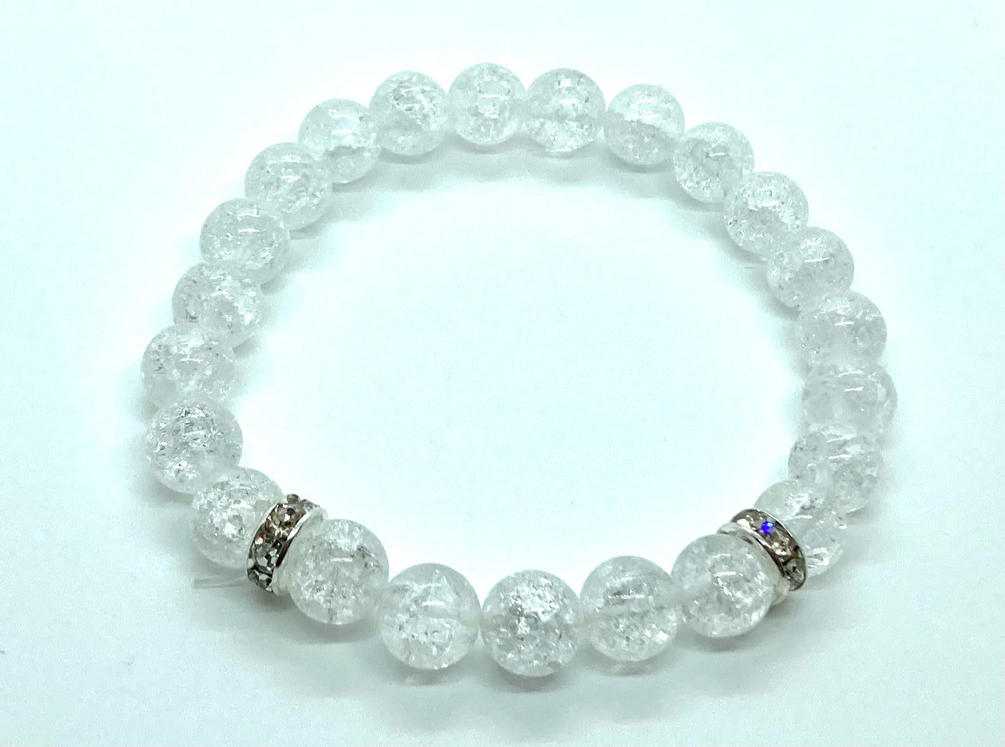 Crackle clear quartz bracelet 8mm