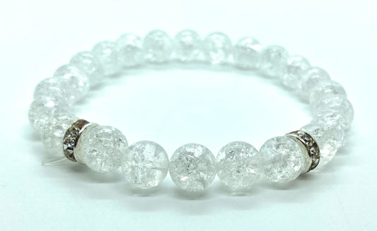 Crackle clear quartz bracelet 8mm