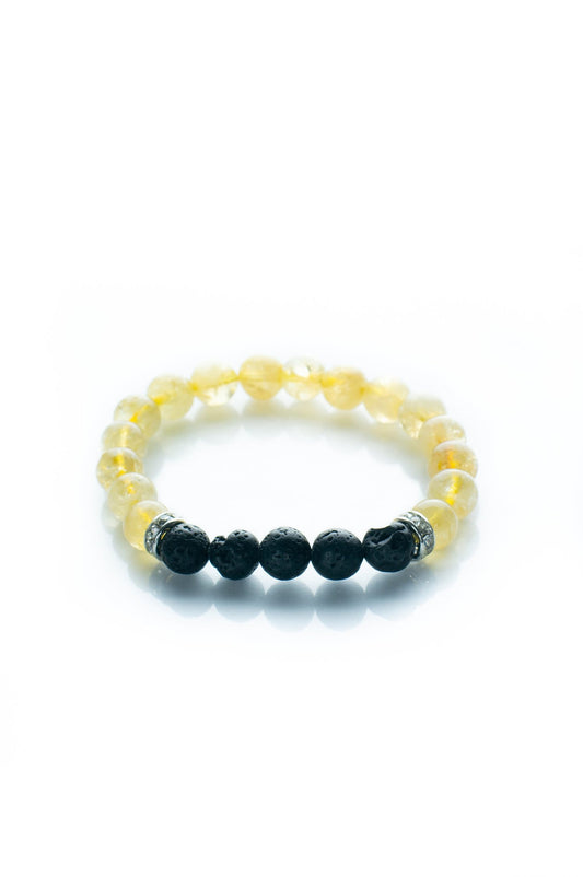 Citrine and lava stone bracelet 8mm