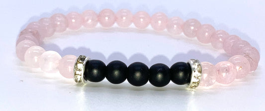 Rose Quartz & Matte Onyx 6mm bracelet